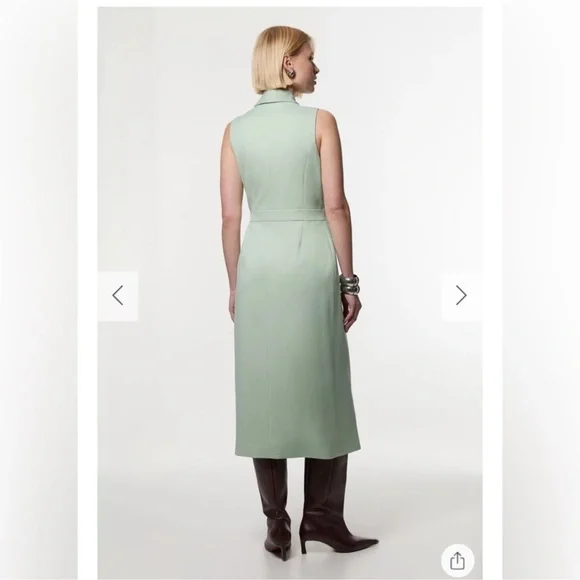 NWT Karen Millen Soft Tie Tailored Sleeveless Pencil Midi Dress. $389